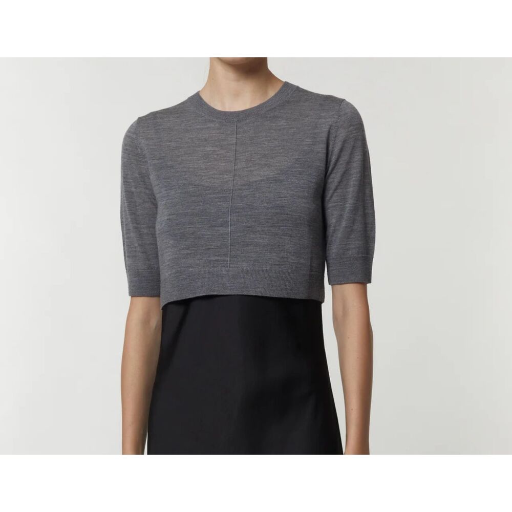 SAINT ART Norah Wool Cropped Sweater Heather Grey Large